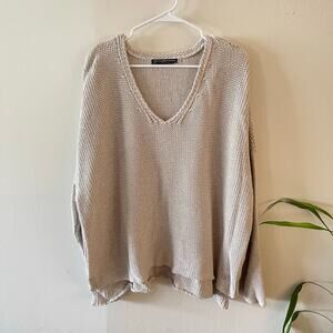 Peruvian Connection Sweater Womens Natural Alpaca Blend Knit Pullover Oversized